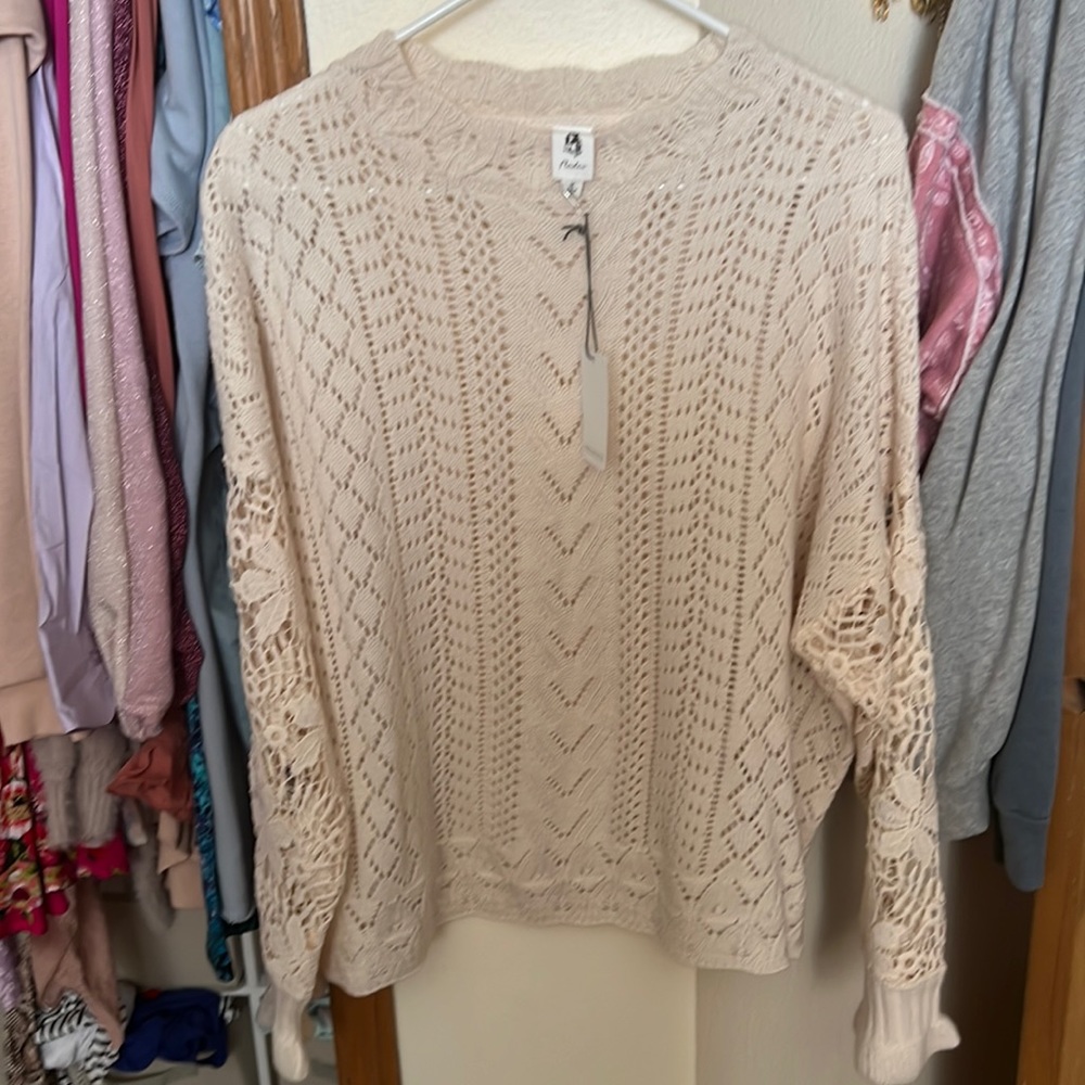Flawless cream crochet knit long sleeve top